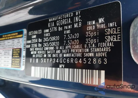 2024 Kia Telluride Ex z USA, uszkodzony, nr VIN 5XYP34GC6RG452863